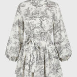 Dames Bloemenprint Mini Jurk Met Strikceintuur