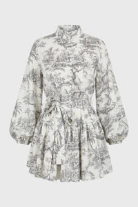 Dames Bloemenprint Mini Jurk Met Strikceintuur