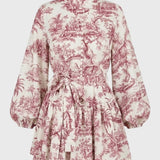 Dames Bloemenprint Mini Jurk Met Strikceintuur