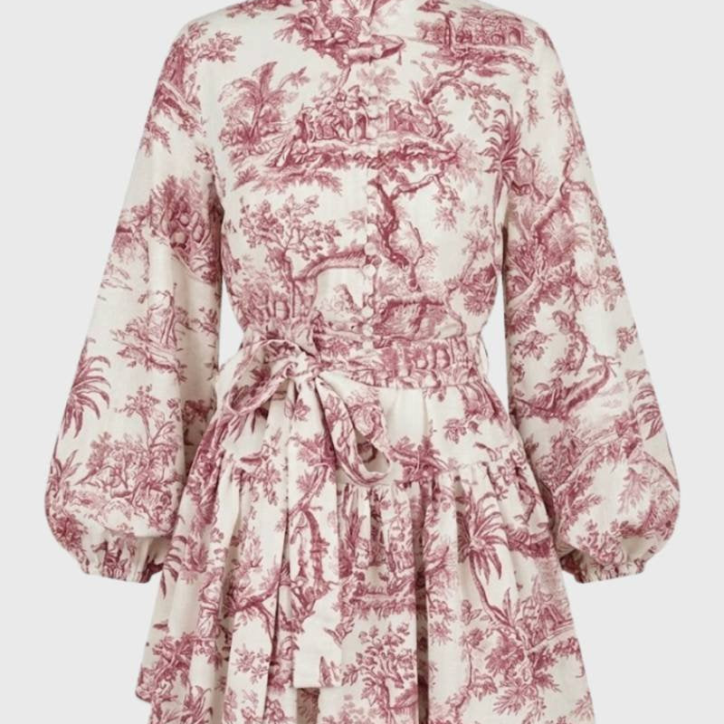 Dames Bloemenprint Mini Jurk Met Strikceintuur