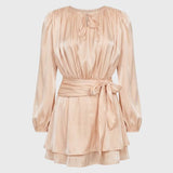 Elegante Mini Jurk met Ruches en Tailleband