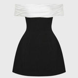 Zwarte Off Shoulder Mini Jurk