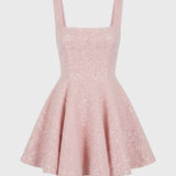 Roze Glitter Skater Mini Jurk