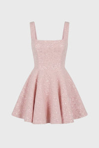 Roze Glitter Skater Mini Jurk