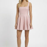 Roze Glitter Skater Mini Jurk
