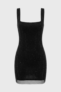 Zwarte Pailletten Mini Jurk