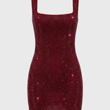 Zwarte Pailletten Mini Jurk