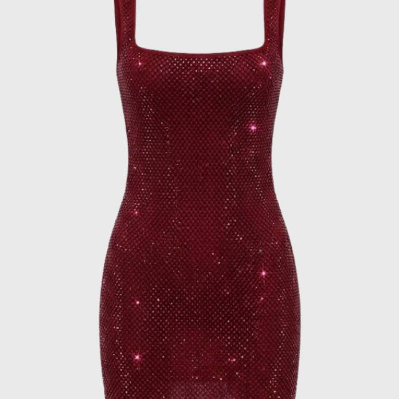 Zwarte Pailletten Mini Jurk