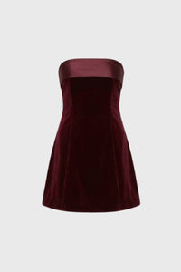 Dames Strapless Fluwelen Mini Jurk