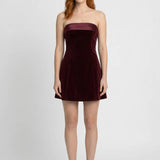 Dames Strapless Fluwelen Mini Jurk