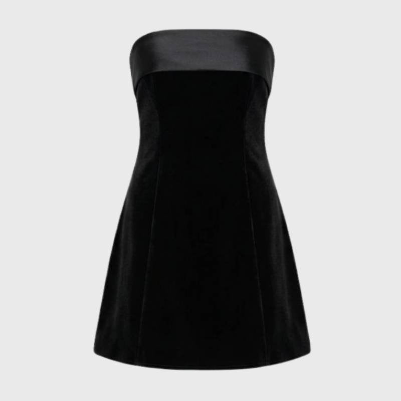 Dames Strapless Fluwelen Mini Jurk