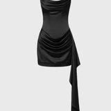 Dames Strapless Mini Jurk Met Drapering