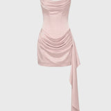 Dames Strapless Mini Jurk Met Drapering