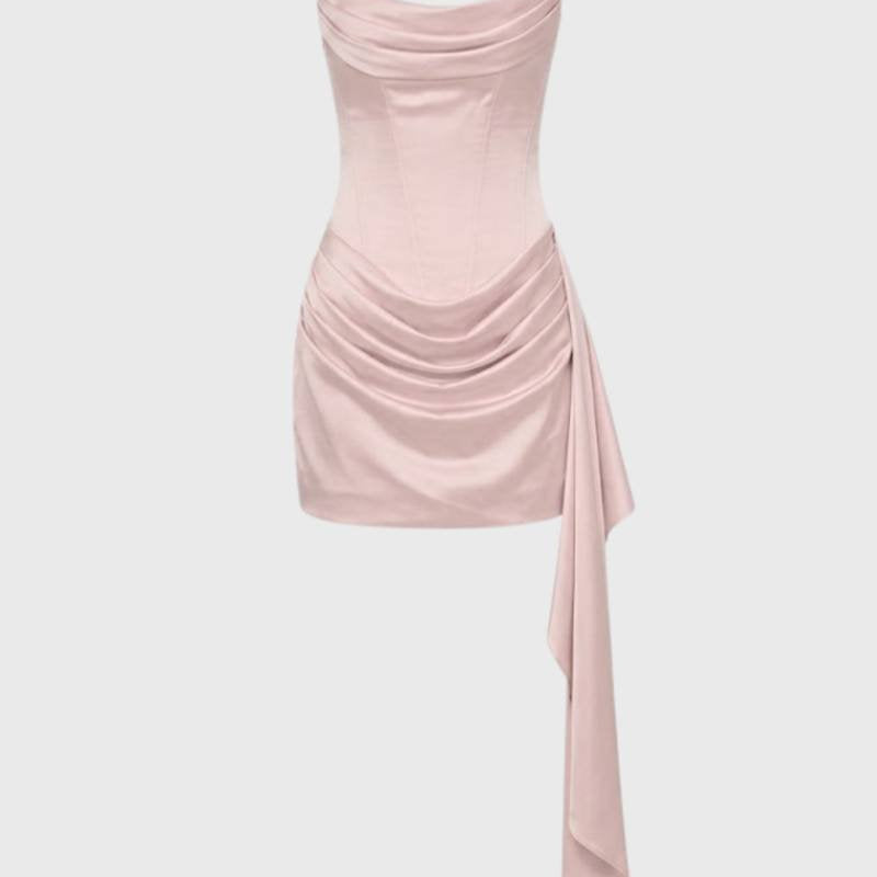 Dames Strapless Mini Jurk Met Drapering