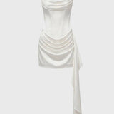Dames Strapless Mini Jurk Met Drapering