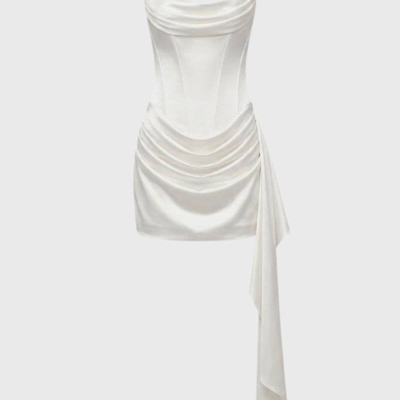 Dames Strapless Mini Jurk Met Drapering