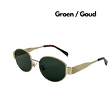 Vintage Zonnebril met Metalen Frame en Groene Glazen