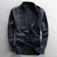 Heren Overhemd Opstaande Kraag Elegant Modern