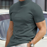 Casual Basic Turtleneck T-shirt voor Heren met Korte Mouwen