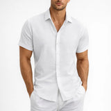 Heren Zomer Overhemd Luchtig Linnen Look