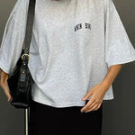 Oversized Dames T-Shirt in Grijs met Klein Logo-Print