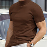 Casual Basic Turtleneck T-shirt voor Heren met Korte Mouwen