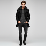 Heren Wintermantel – Luxe Wolmix Jas met Rits en Knopen