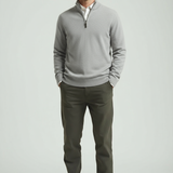 Heren Quarter Zip Trui – Slim Fit Sport Pullover met Mock Neck