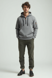 Heren Half Zip Hoodie – Comfortabele Urban Pullover met Zakken