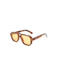Retro Zonnebril met Vierkant Frame en Gele Glazen