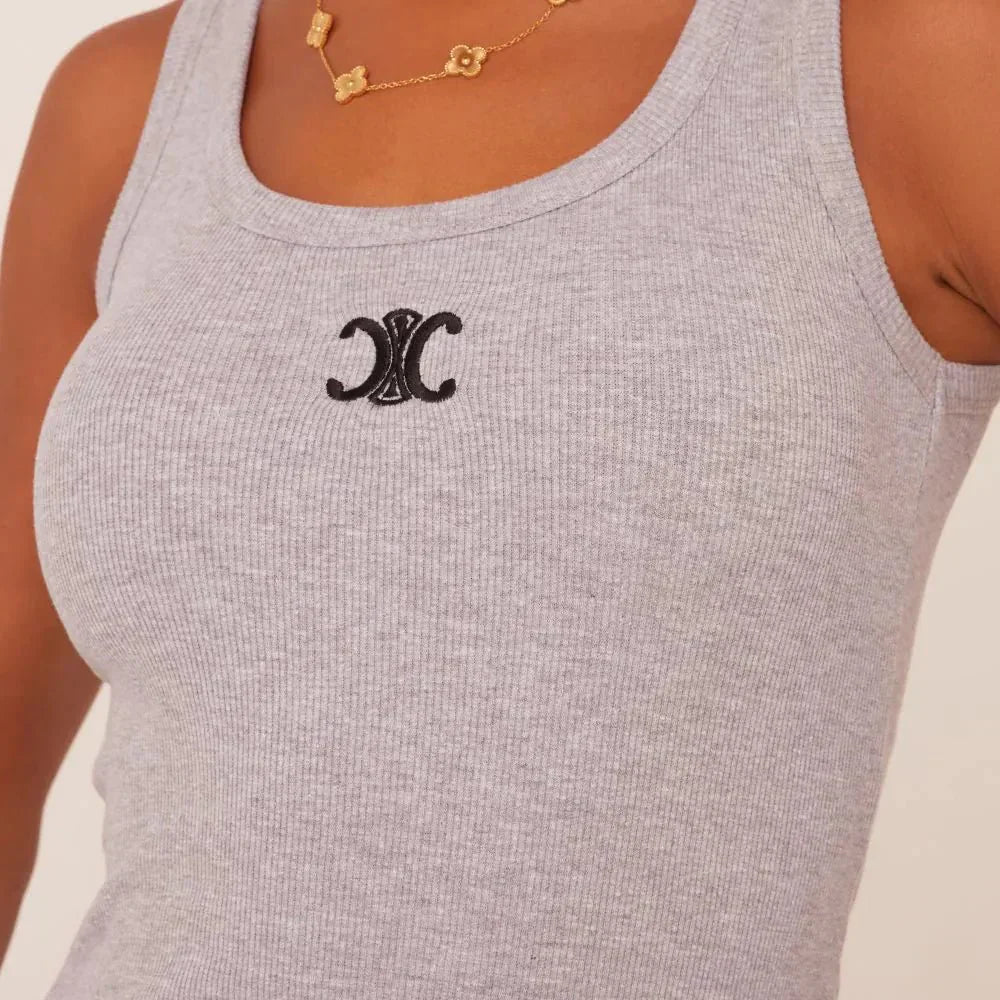 Mara | Geribd Tanktop met Borduurwerk