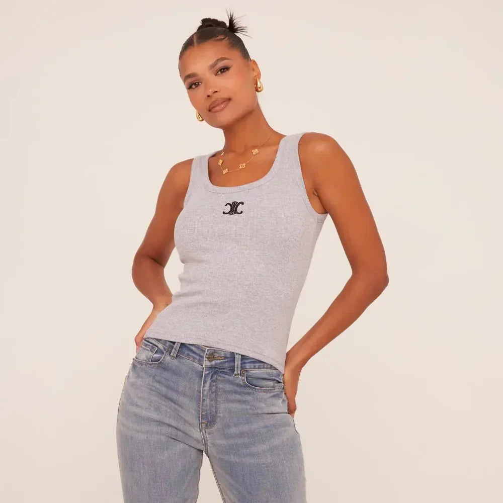 Mara | Geribd Tanktop met Borduurwerk