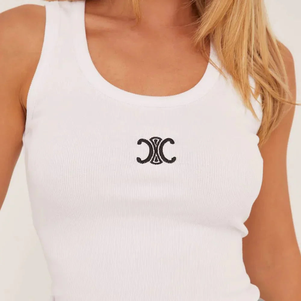 Mara | Geribd Tanktop met Borduurwerk