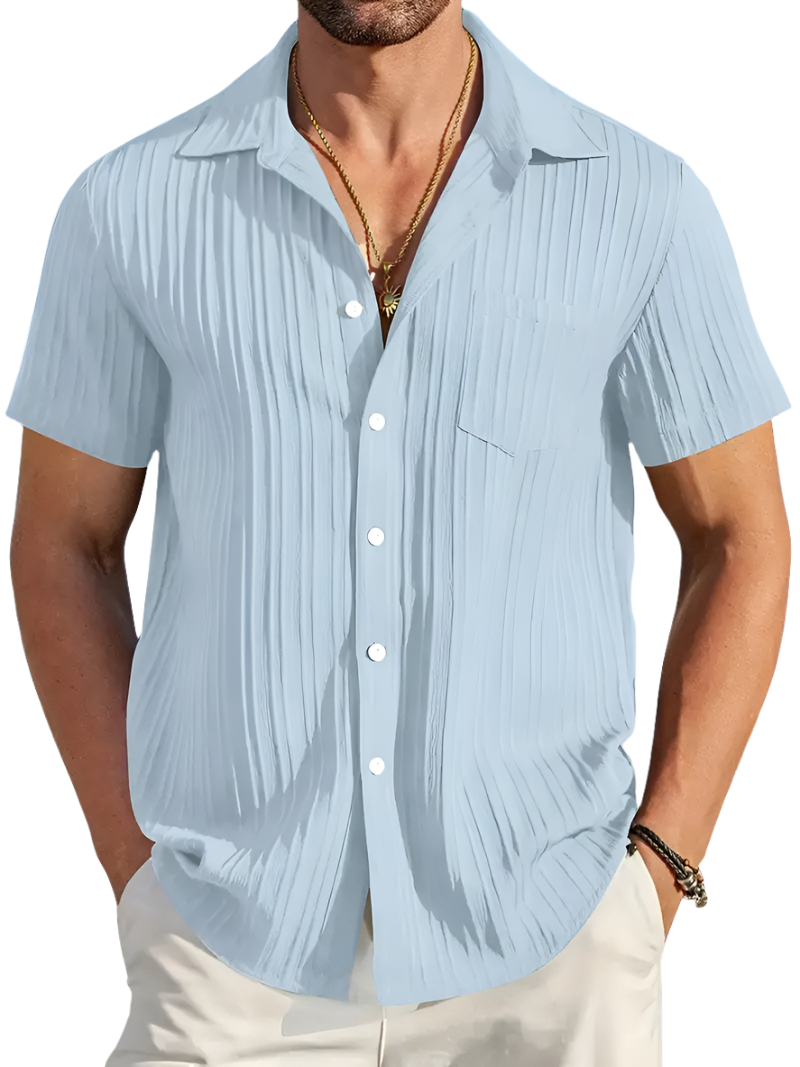 Ethan | Lichte Korte Mouwen Zomer Plissé Shirt