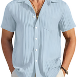 Ethan | Lichte Korte Mouwen Zomer Plissé Shirt