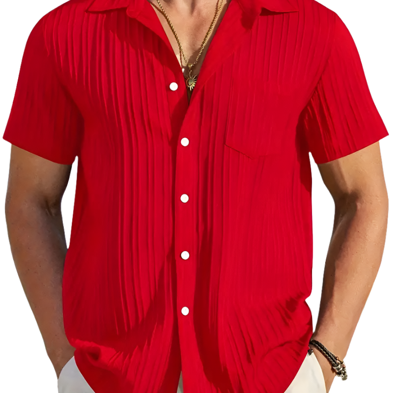 Ethan | Lichte Korte Mouwen Zomer Plissé Shirt