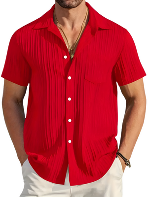 Ethan | Lichte Korte Mouwen Zomer Plissé Shirt