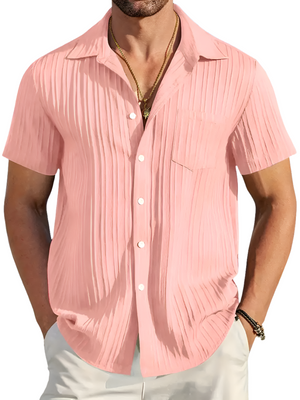 Ethan | Lichte Korte Mouwen Zomer Plissé Shirt