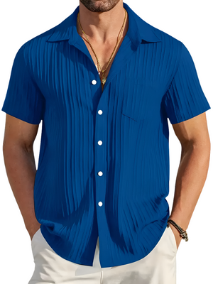 Ethan | Lichte Korte Mouwen Zomer Plissé Shirt