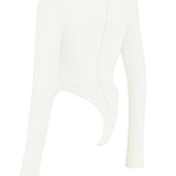 Margot | Chic Witte Uitsnijding Lange Mouw Crop Top voor Trendy Vrouwen
