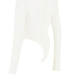 Margot | Chic Witte Uitsnijding Lange Mouw Crop Top voor Trendy Vrouwen