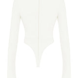 Margot | Chic Witte Uitsnijding Lange Mouw Crop Top voor Trendy Vrouwen