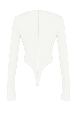 Margot | Chic Witte Uitsnijding Lange Mouw Crop Top voor Trendy Vrouwen