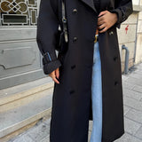 Lange™ Zwarte Trenchcoat | Klassiek Design | Tijdloos en Elegant