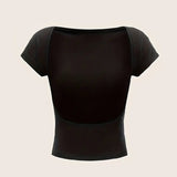Paula | Zwart Rugloos Top