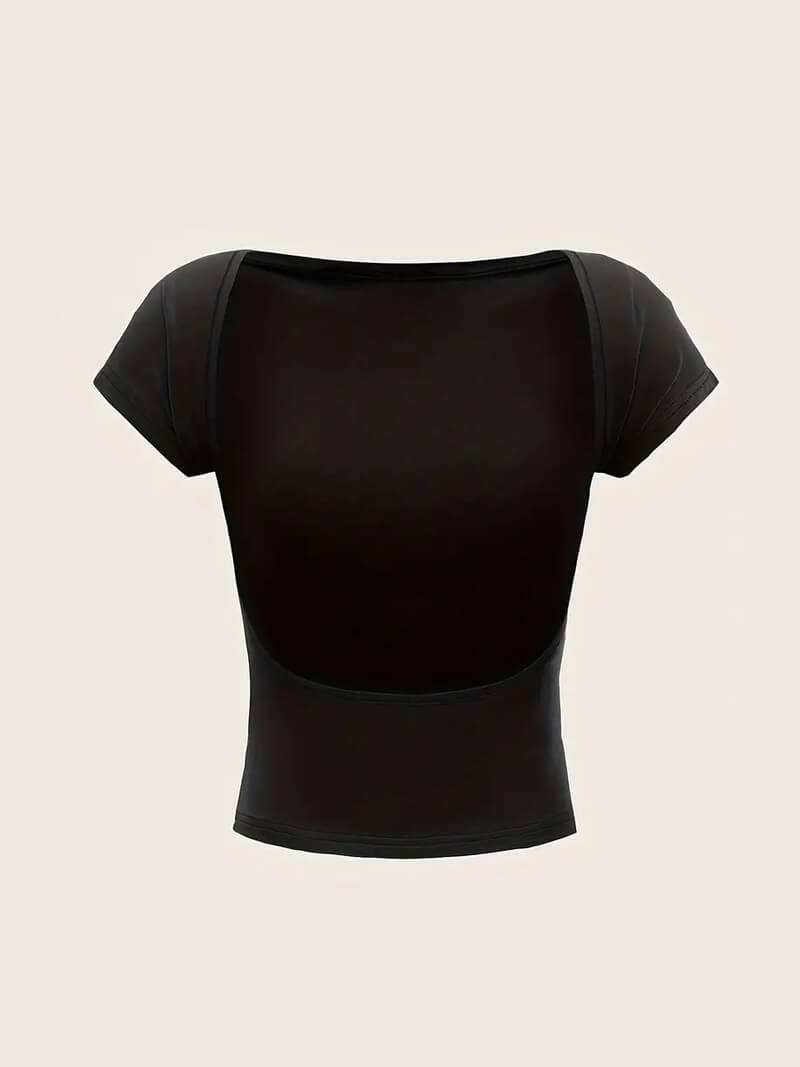 Paula | Zwart Rugloos Top