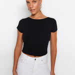 Paula | Zwart Rugloos Top