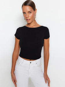 Paula | Zwart Rugloos Top