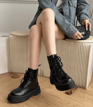 Eline | Elegante Plateauboots van Leer – Stijlvolle Schoenen met Comfort