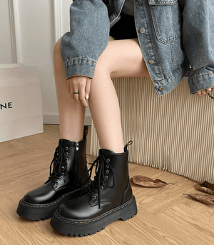 Eline | Elegante Plateauboots van Leer – Stijlvolle Schoenen met Comfort